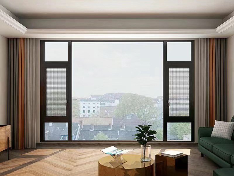 Combination window system in a residential interior.